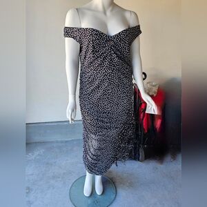 ASOS Curve Flattering Off Shoulder Polka Dot Dress